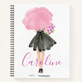 ファッションスタイリッシュリトルブラックドレスウーマンジャーナル ノートブック (正面)