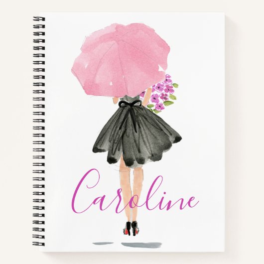 ファッションスタイリッシュリトルブラックドレスウーマンジャーナル ノートブック (正面)