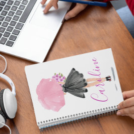 ファッションスタイリッシュリトルブラックドレスウーマンジャーナル ノートブック