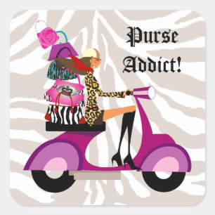 ファッションスティッカースクーター女性ゼブラをpurses スクエアシール