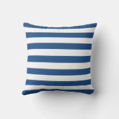 ファッションストライプキャンディMonogramと名前in Blue クッション (裏面)