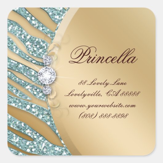 ファッションゼブラシールジュエリースパークルピンク金ゴールドSQ スクエアシール (正面)