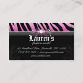 ファッションゼブラジュエリーモダンピンク 名刺 (裏面)