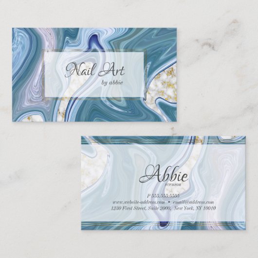ファッションティール（緑がかった色）と紫瑪瑙の渦巻き 名刺 (正面/裏面)