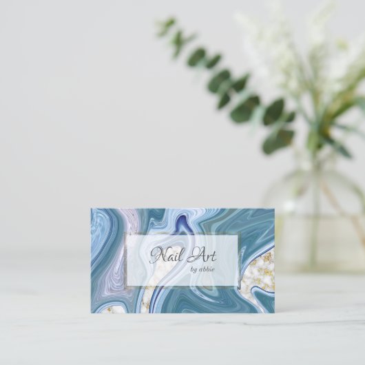 ファッションティール（緑がかった色）と紫瑪瑙の渦巻き 名刺 (スタンド正面)