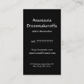 ファッションテーラー、ドレスメーカーヴィンテージスタイル 名刺 (裏面)