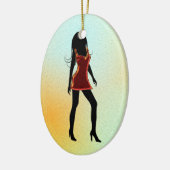 ファッションディヴァインレッドドレスカスタムズオーナメント セラミックオーナメント (左)