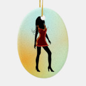 ファッションディヴァインレッドドレスカスタムズオーナメント セラミックオーナメント (裏面)