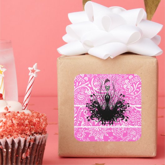 ファッションディヴァ招待状、チラシ、ステッカー スクエアシール (パーティー)