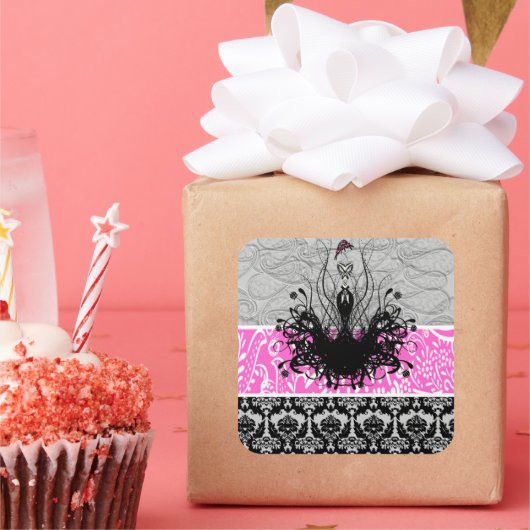 ファッションディヴァ招待状、チラシ、ステッカー スクエアシール (パーティー)