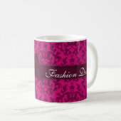 "ファッションディヴァ"ダマスクrick pink girls mug コーヒーマグカップ (正面右)