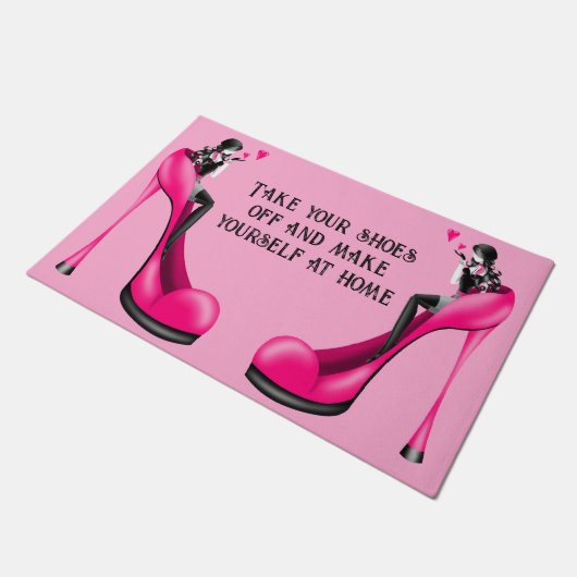 ファッションディヴァinスティレット – ピンク ドアマット (アングル)