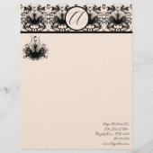 ファッションディーバホットピンクラズベリーモノグラムダマスク レターヘッド (正面)