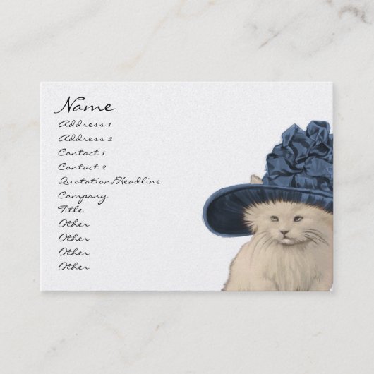 ファッションディーバヴィンテージキティ猫ビジネスカードブルー 名刺 (正面)