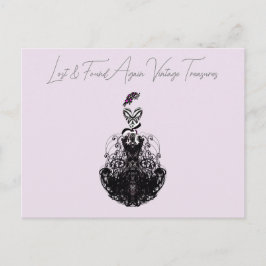 ファッションディーバヴィンテージドレスとハットファッションパーティー ポストカード