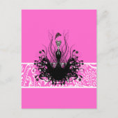 ファッションディーバヴィンテージ渦巻形のドレスオンピンク ポストカード (正面)