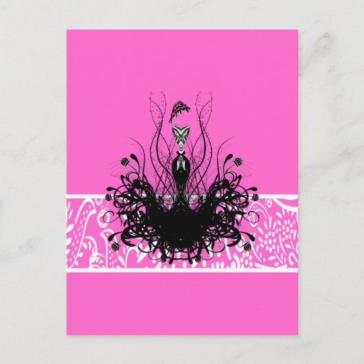 ファッションディーバヴィンテージ渦巻形のドレスオンピンク ポストカード (正面)