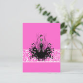 ファッションディーバヴィンテージ渦巻形のドレスオンピンク ポストカード (スタンド正面)