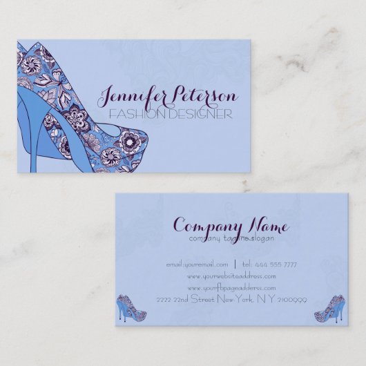 ファッションデザイエレガントナフローラスチレット靴 名刺 (正面/裏面)