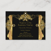 ファッションデザイエレガントナ金ゴールドブラックのドレープ 名刺 (正面)