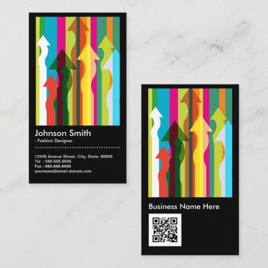 ファッションデザイカラフルナー – & QRコード 名刺 (正面/裏面)