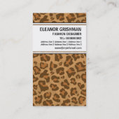 ファッションデザイナーの女の子と茶色のパンサープリント 名刺 (裏面)