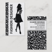 ファッションデザイナーガールブラックグレーパンサープリント 名刺 (正面/裏面)