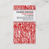 ファッションデザイナーガールレッド白ゼブラプリント 名刺 (裏面)