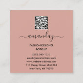 ファッションデザイナーグリッタードレスロゴQR金ゴールドバラ スクエア名刺 (裏面)