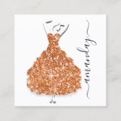 ファッションデザイナーショップグリッタードレスQRコードホワイト スクエア名刺 (正面)