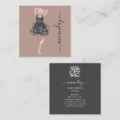 ファッションデザイナーショップドレスQRコードロゴバラ スクエア名刺 (正面/裏面)