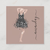 ファッションデザイナーショップドレスQRコードロゴバラ スクエア名刺 (正面)