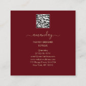 ファッションデザイナーショップドレスQRコードロゴ金ゴールド赤 スクエア名刺 (裏面)