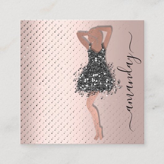 ファッションデザイナーショップドレスQRCodeロゴバラスパーク スクエア名刺 (正面)