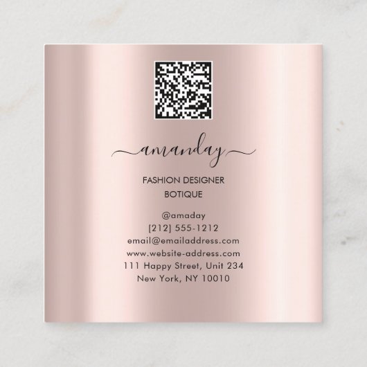 ファッションデザイナーショップドレスQRCodeロゴバラスパーク スクエア名刺 (裏面)