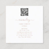 ファッションデザイナーショップドレスQRCodeロゴバラ赤 スクエア名刺 (裏面)