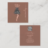 ファッションデザイナーショップドレスQRCodeロゴバラGlam スクエア名刺 (正面/裏面)