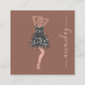 ファッションデザイナーショップドレスQRCodeロゴバラGlam スクエア名刺 (正面)