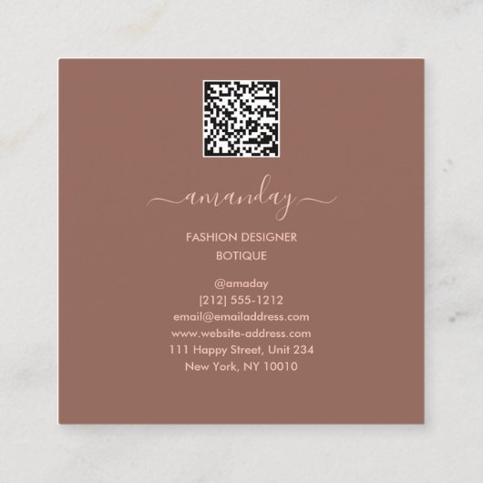 ファッションデザイナーショップドレスQRCodeロゴバラGlam スクエア名刺 (裏面)