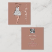 ファッションデザイナーショップバラグレードレスQRコード スクエア名刺 (正面/裏面)