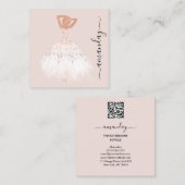 ファッションデザイナーショップバラドレスロゴQRコード スクエア名刺 (正面/裏面)