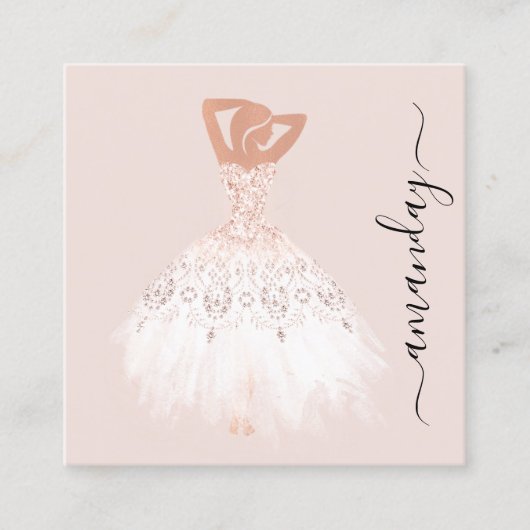 ファッションデザイナーショップバラドレスロゴQRコード スクエア名刺 (正面)