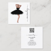 ファッションデザイナーショップバラブラックドレスロゴQRCode スクエア名刺 (正面/裏面)