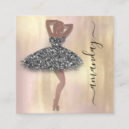 ファッションデザイナーショップバラブラックドレスQRコード スクエア名刺