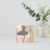 ファッションデザイナーショップバラブラックドレスQRコード スクエア名刺 (スタンド正面)