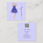 ファッションデザイナーショップバラブルードレスQRロゴ スクエア名刺 (正面/裏面)