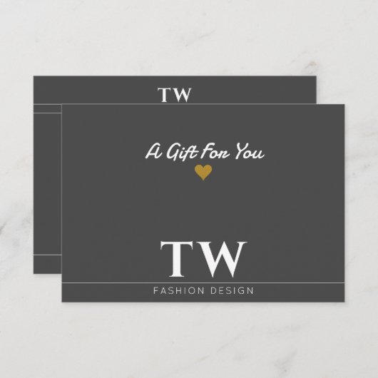 ファッションデザイナーブラックギフト証明書 (正面/裏面)