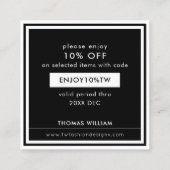 ファッションデザイナーブラックディスカウントカード 割引カード (裏面)