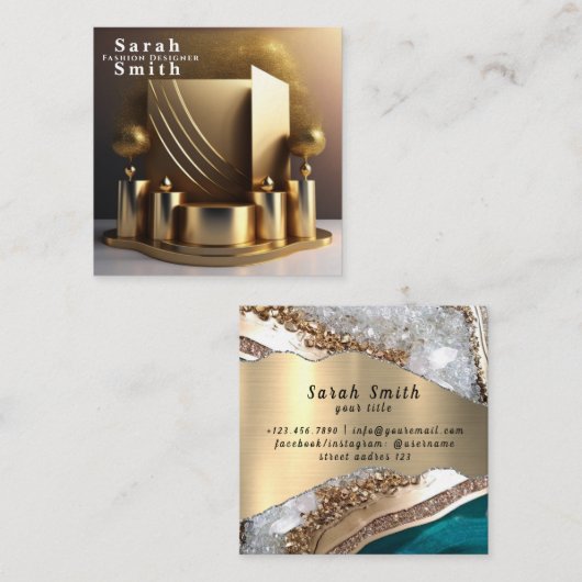 ファッションデザイナーモデルスタイルリストの表示 スクエア名刺 (正面/裏面)