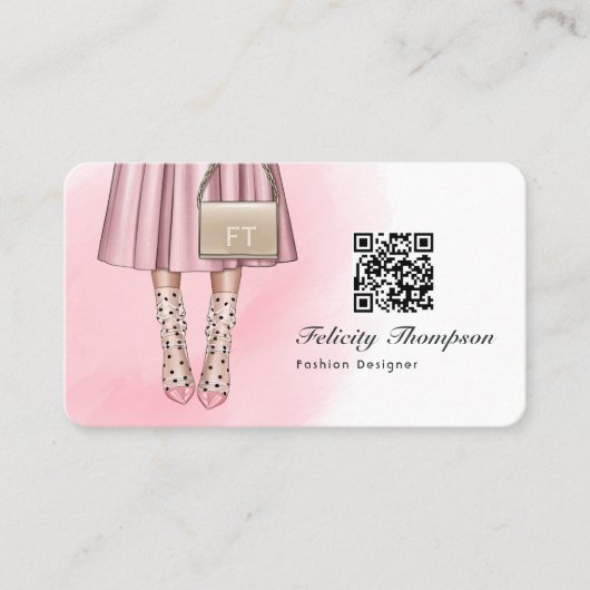 ファッションデザイナーモノグラムQRコード 名刺 (正面)